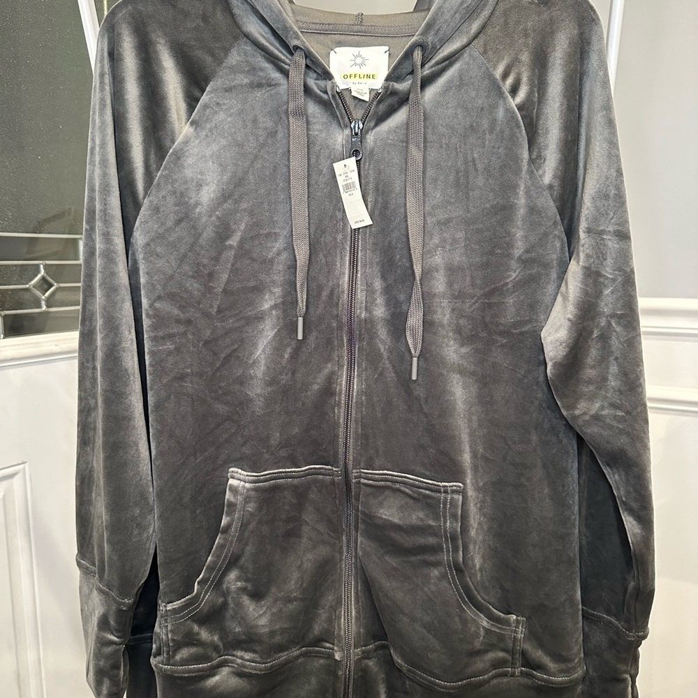NWT Offline by Aerie Gray Zip-Up Hoodie